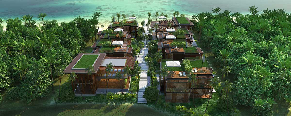 Aerial view of The Edge Resort at Lombok, Indonesia