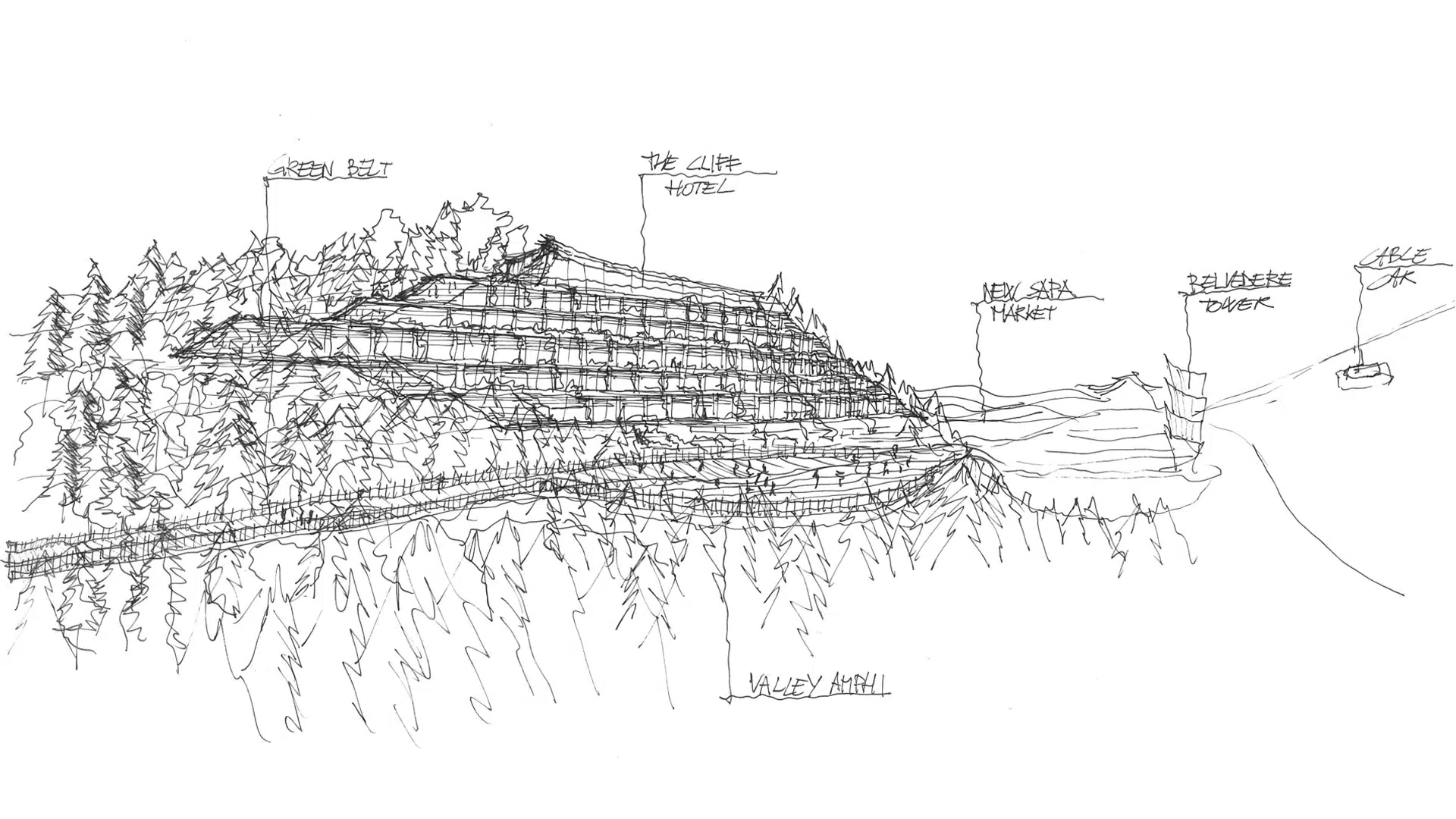 Undulating roofs of local market in Animal Shelter masterplan