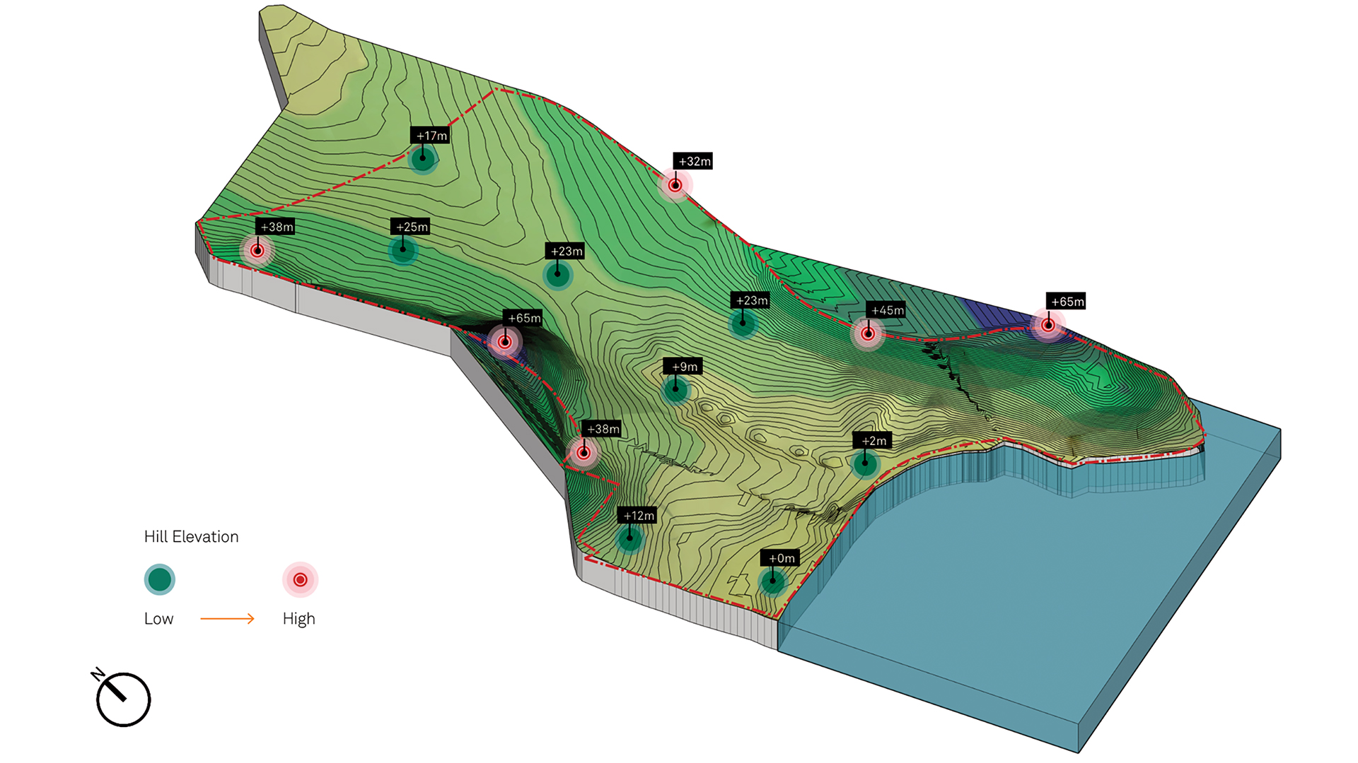 Starfish terrain elevation