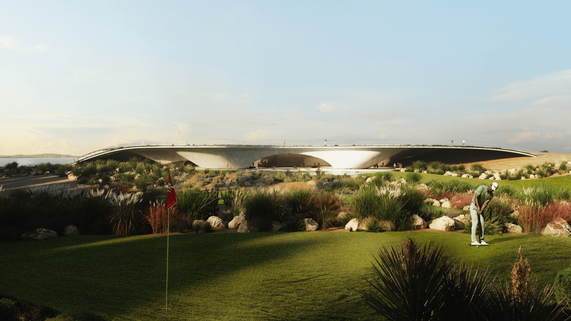 Day view of modern exclusive golf club architecture