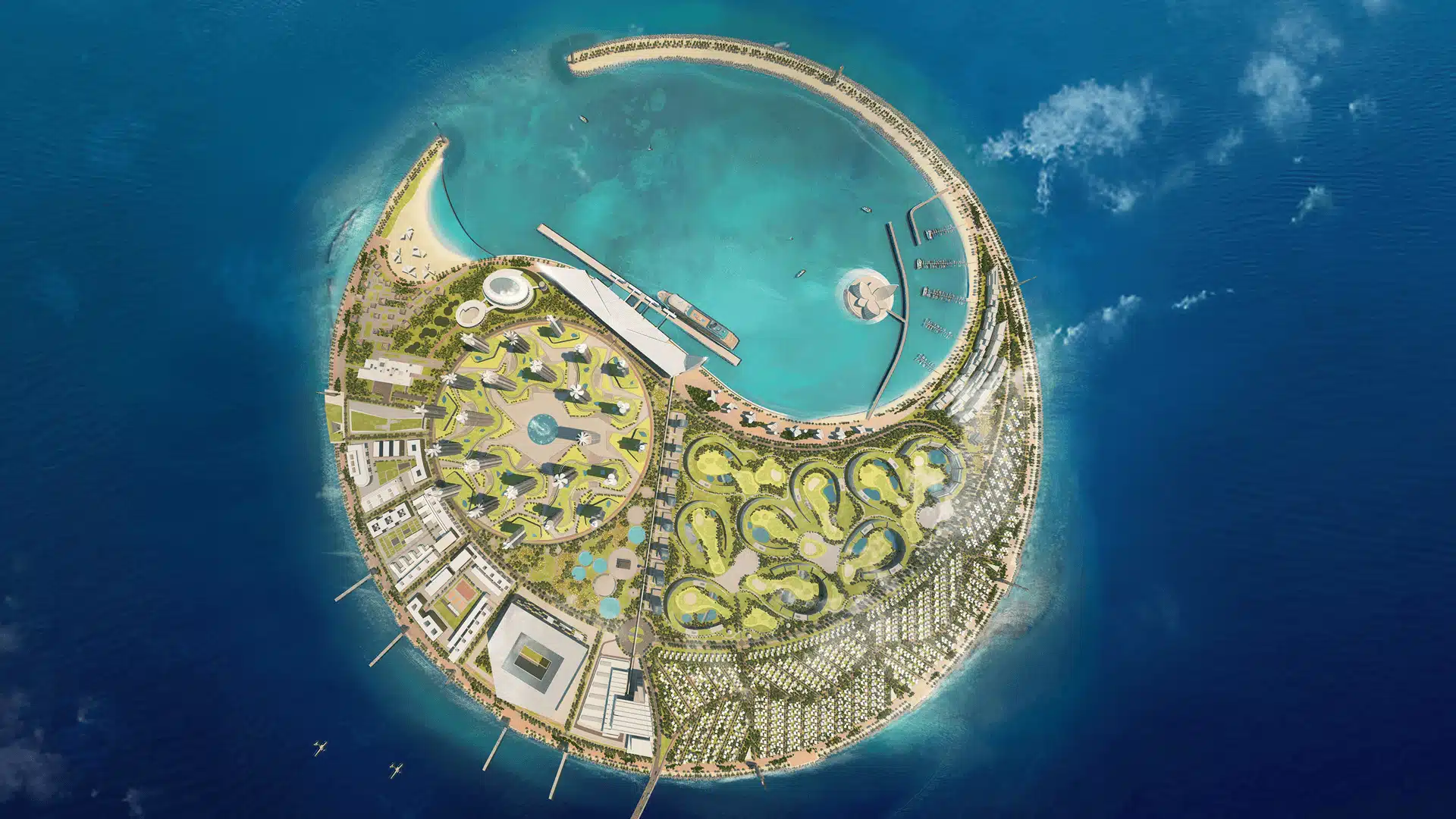 South Sea Pearl Eco Island Masterplan aerial view