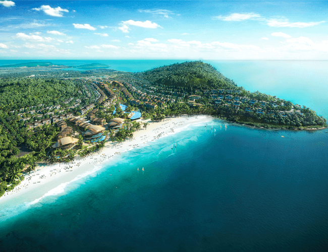 Starfish aerial beach view