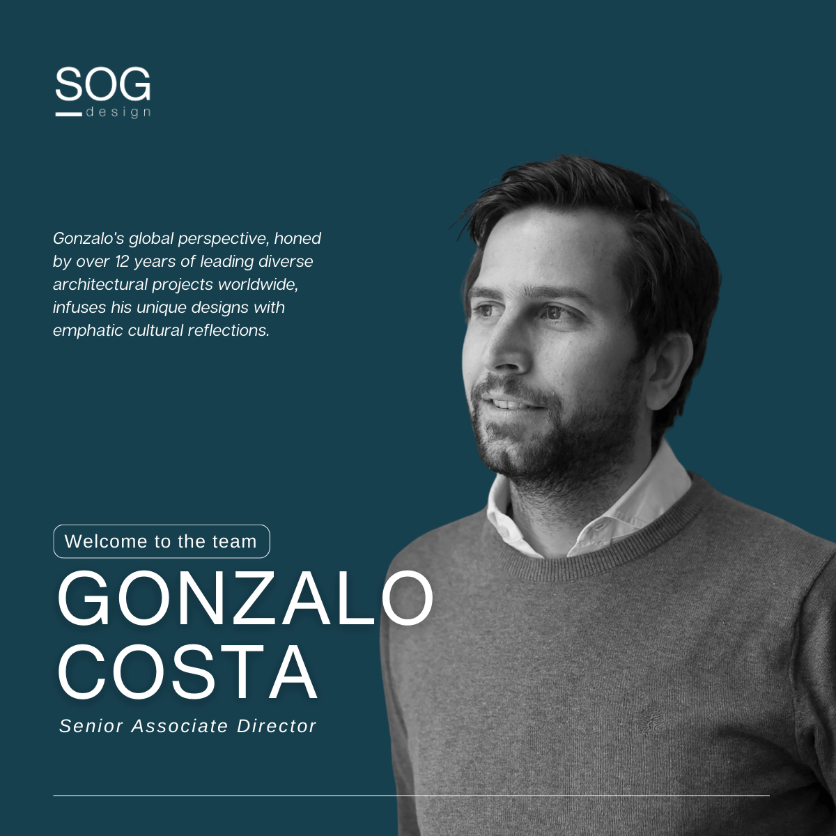 Gonzalo Costa joins SOG design as Senior Associate Director