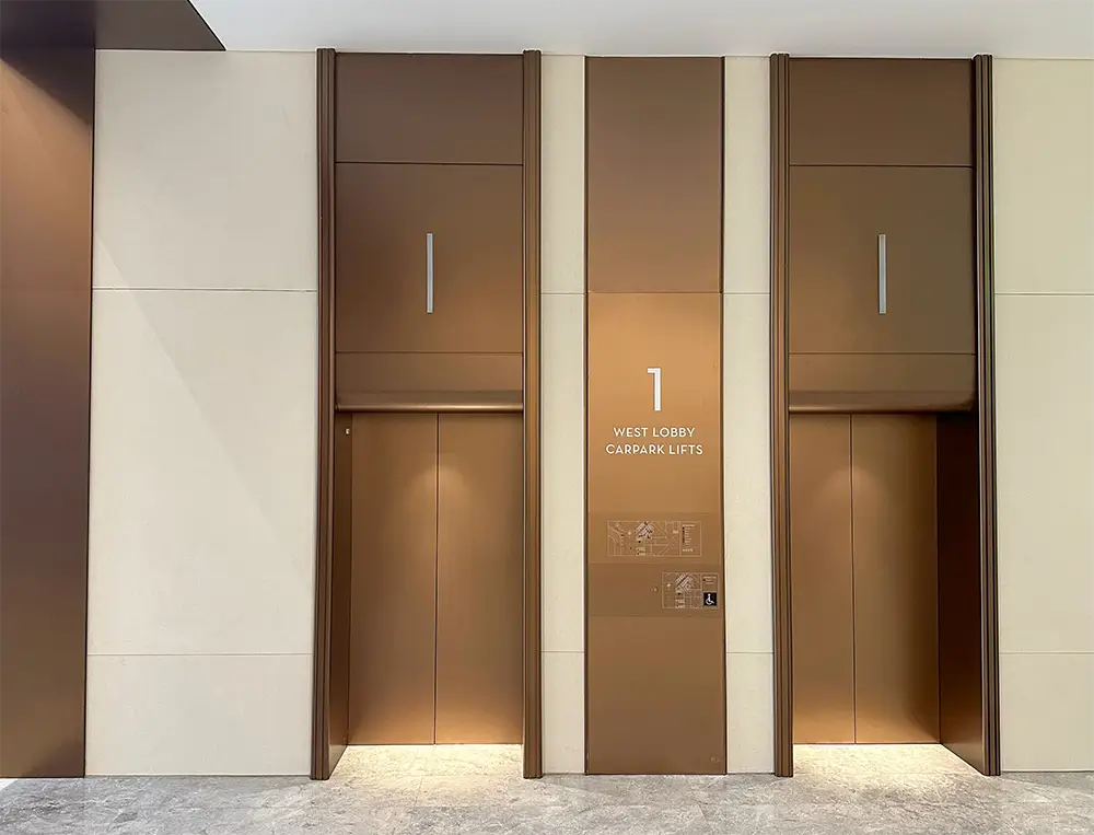 Refurbished Great World City Singapore west lobby carpark lift