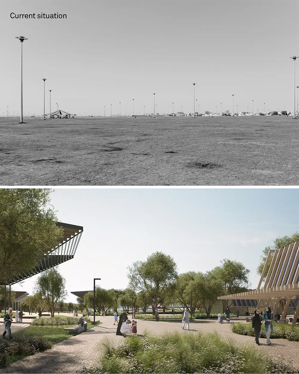 before and after architectural intervention at Tabuk Central Park before and after architectural intervention at Tabuk Central Park