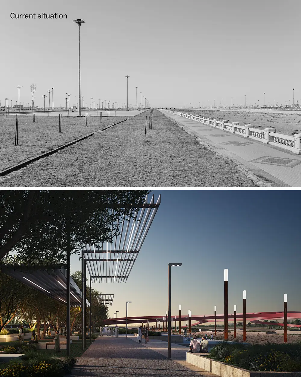 before and after architectural intervention at Tabuk Central Park before and after architectural intervention at Tabuk Central Park