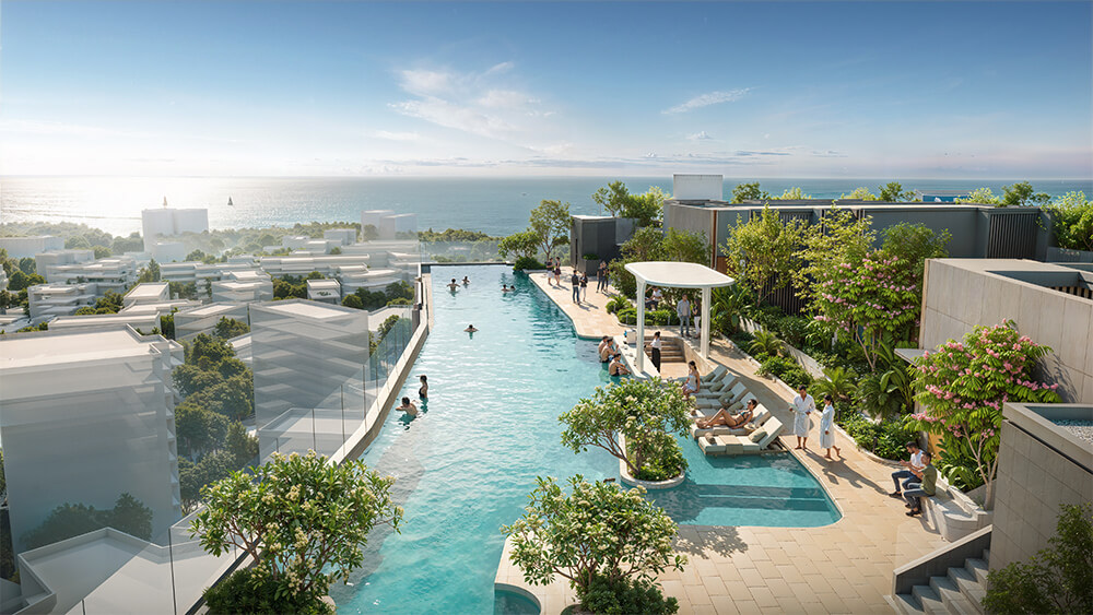 Rooftop pool view - Rustomjee Crescent