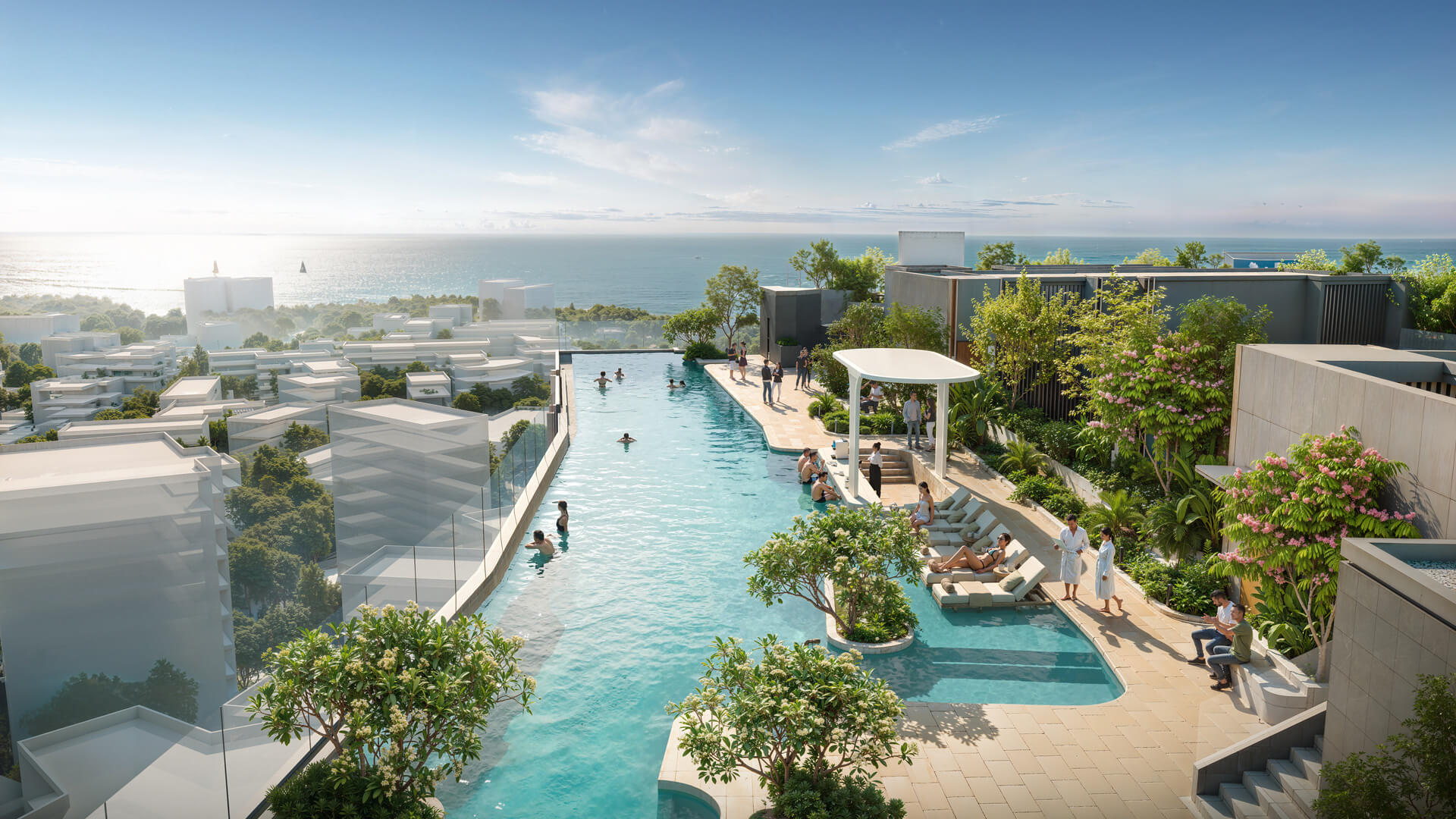 Rooftop pool view - Rustomjee Crescent