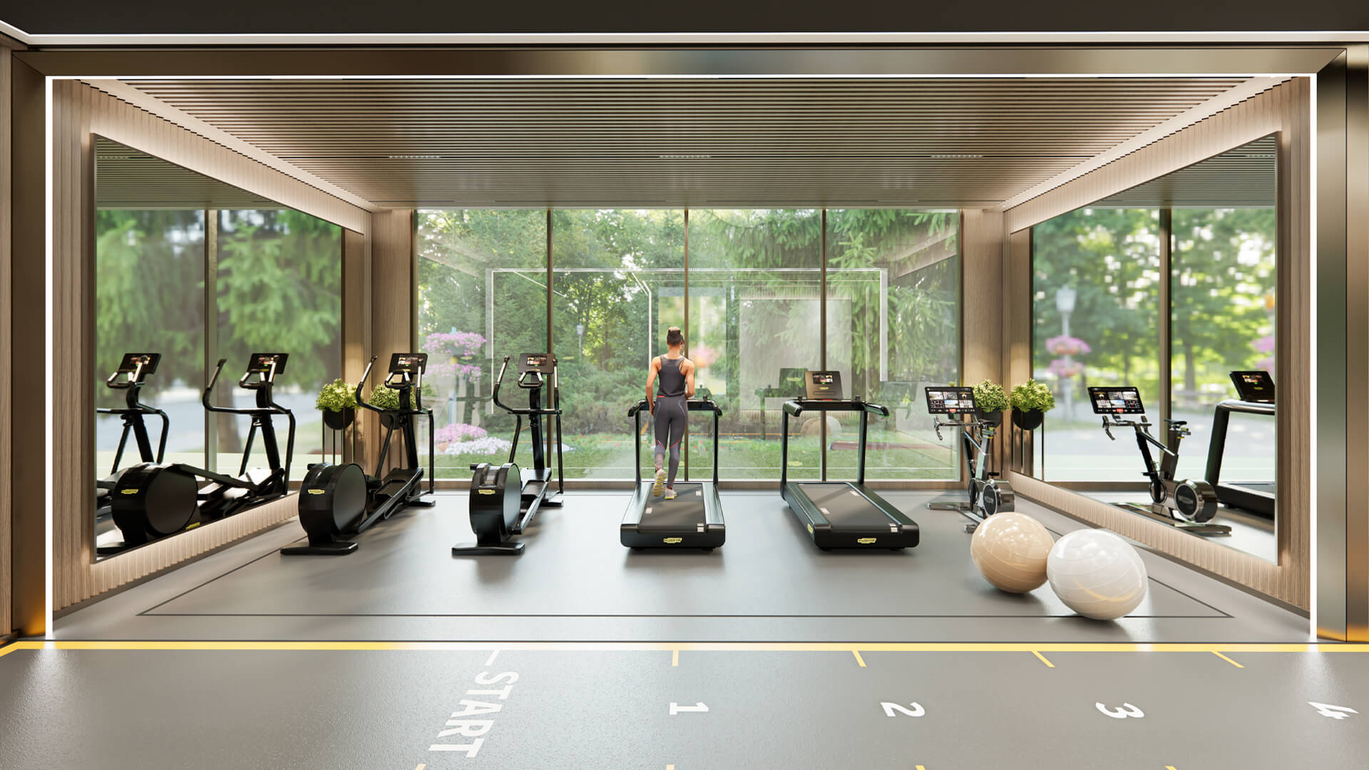 Rustomjee Crescent interior design - fitness centre outdoor view